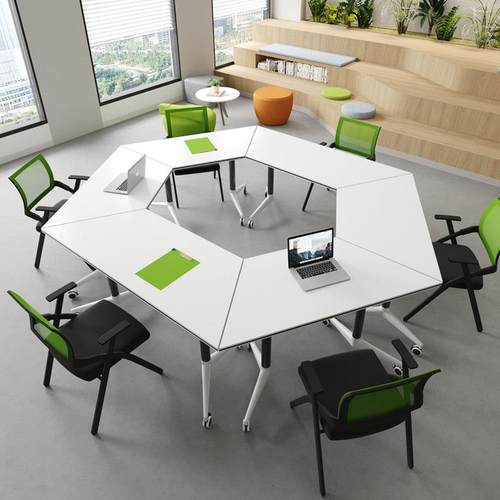 异形折叠培训桌拼接多功能办公长条桌会议桌椅组合 - 图1