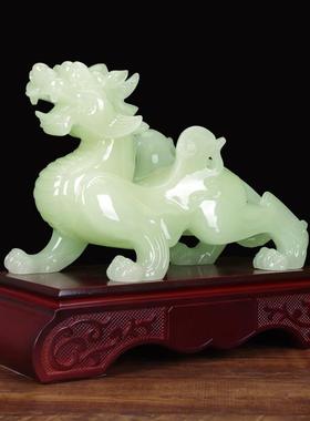 玉石貔貅摆件一对高档客厅玄关酒柜办公室装饰品送人乔迁开 业礼