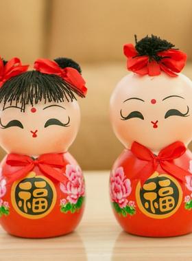 创手ZXM工瓷福美满彩绘陶情侣娃娃摆件意结婚礼幸物福娃摆件家居