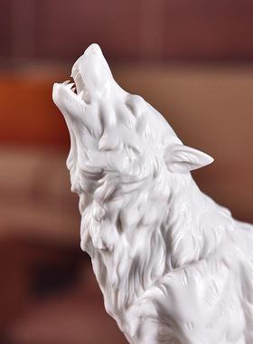 《英雄浩歌》中国D23-108A白陶瓷狼档摆件高办公室品桌面开业定礼