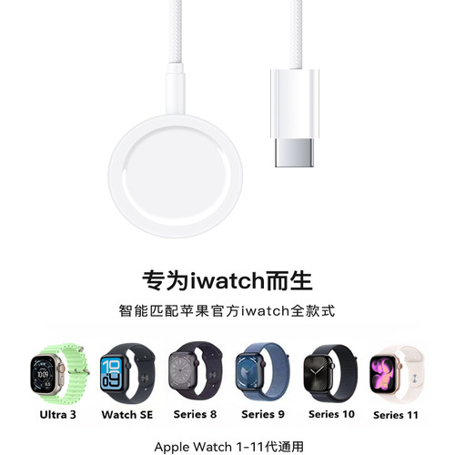 适用苹果手表充电器s11头applewatch充电线s10便携认证原s9/S8/S7/S6/se/ultra3/2iwatch充电器mf无线快充装i - 图3