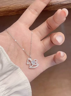 闪钻木马纯银简约百搭锁骨链
