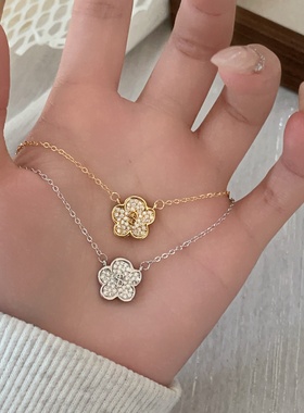 S925纯银五叶草项链百搭锁骨链