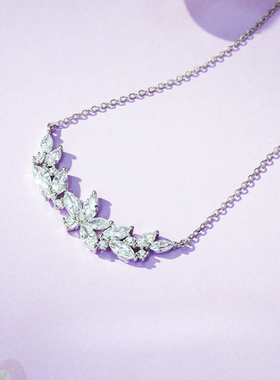 S925纯银法式浪漫紫藤花项链女