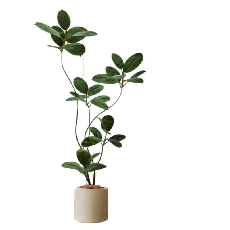 橡皮树仿真绿植客厅落地摆件室内大型仿生盆栽假植物装饰树仿真花 - 图3