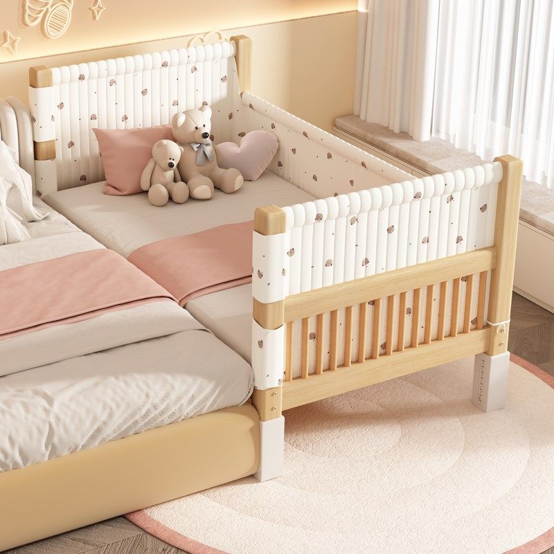 拼接床婴儿实木床边床松木宝宝加宽大人单L人带护栏榉木升降儿童,淘宝优惠券,粉丝福利购,淘宝优惠卷