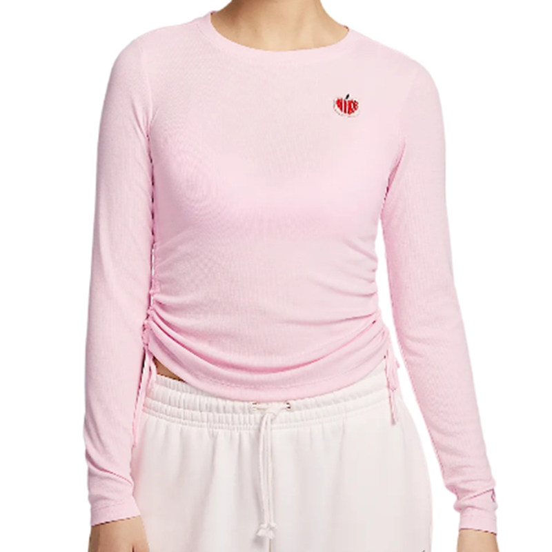 滔搏NIKE耐克女子针织长袖圆领抽绳收腰短款运动T恤HV8728-063,淘宝优惠券,粉丝福利购,淘宝优惠卷