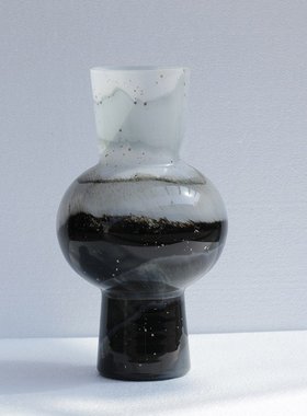 中古风渐变拼色玻璃花瓶摆件客厅餐桌水培复古花瓶简约轻奢装饰品