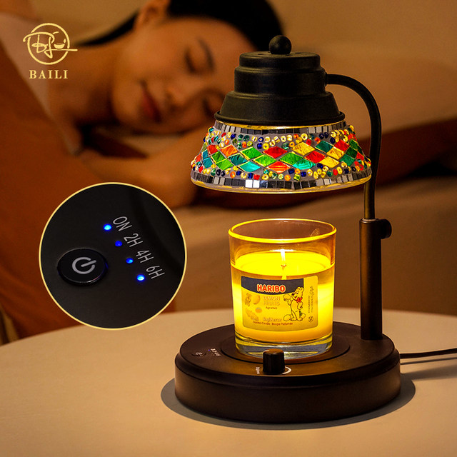 Luxurious retro crystal flameless melted wax lamp, timed dimming aromatherapy melted candle lamp, living room bedroom bedside atmosphere light