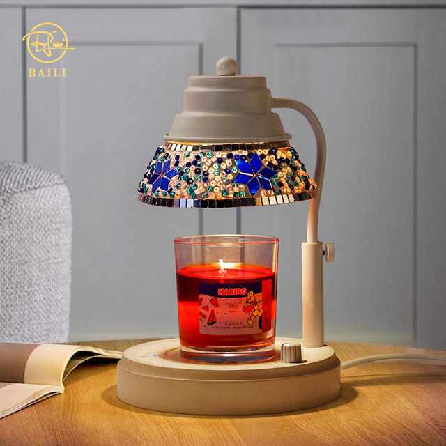 Luxurious retro crystal flameless melted wax lamp, timed dimming aromatherapy melted candle lamp, living room bedroom bedside atmosphere light