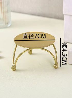 北欧复古圆形金色黑色香薰蜡烛托台铁艺托盘座摆件小烛台蜡台烛碟