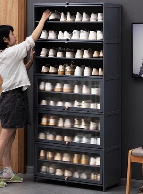 门口鞋柜高款立式入户柜一体门外走廊用极窄家用鞋架子多层带门