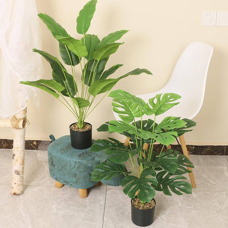 仿真假花塑料客厅摆设落地仿生绿植盆栽摆件龟背装饰假植物旅 - 图0