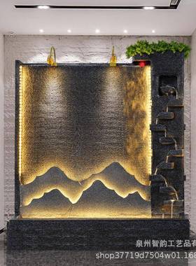 假山喷泉流水摆件别墅院庭客办公室景隔断厅落qy5001地观鱼池招财