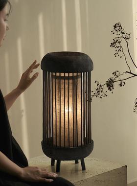 栗石【东方古韵】复古中式木质灯笼落地灯侘寂风样板间民宿氛围灯