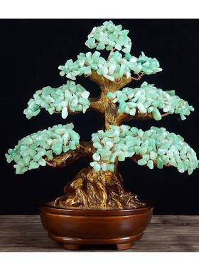 天然黄水晶发财树摇钱树摆件手工编织招财乔迁新居客厅送礼装饰品