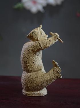 新中式兵马俑软装摆件古典茶室禅意玄关书柜博古架仿古击鼓说唱俑