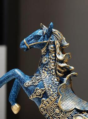 新中式轻奢客厅红酒葡萄酒架酒柜装饰品现代马到成功摆件创意高档