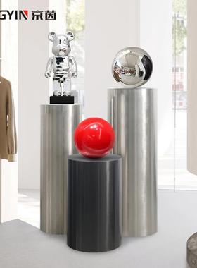 不锈钢圆形展示台展厅陈列底座现代轻奢简约入户玄关落地雕塑摆件