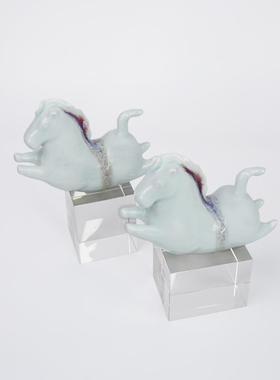 新中式陶瓷马摆件样板间室内客厅茶几书房办公室书柜软装饰品摆设