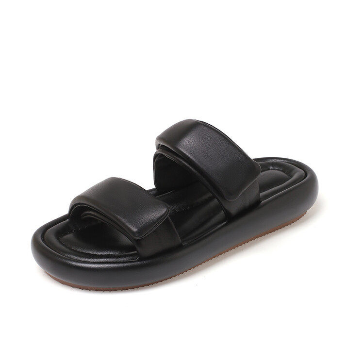 2023新款休闲一字拖魔术贴露趾凉拖鞋女懒人面包拖,淘宝优惠券,粉丝福利购,淘宝优惠卷