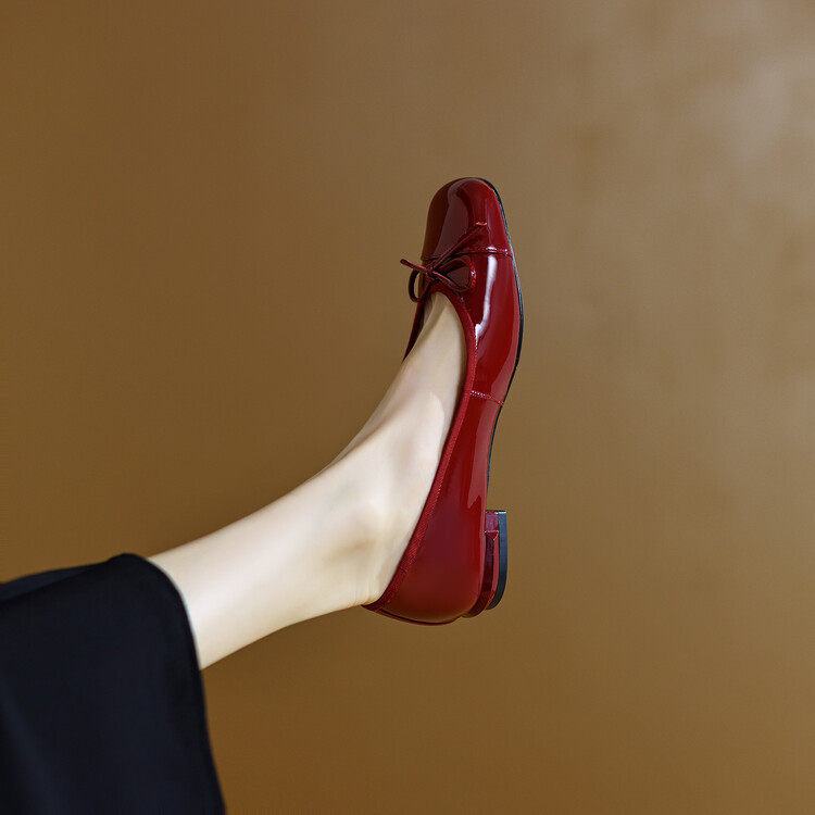 法式复古蝴蝶结酒红色平底鞋女夏季款法式软底浅口单鞋温柔仙女鞋,淘宝优惠券,粉丝福利购,淘宝优惠卷