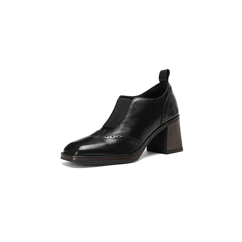 女士小皮鞋欧美风时尚2025年新款方头粗跟高跟巨好看舒适深口单鞋,淘宝优惠券,粉丝福利购,淘宝优惠卷