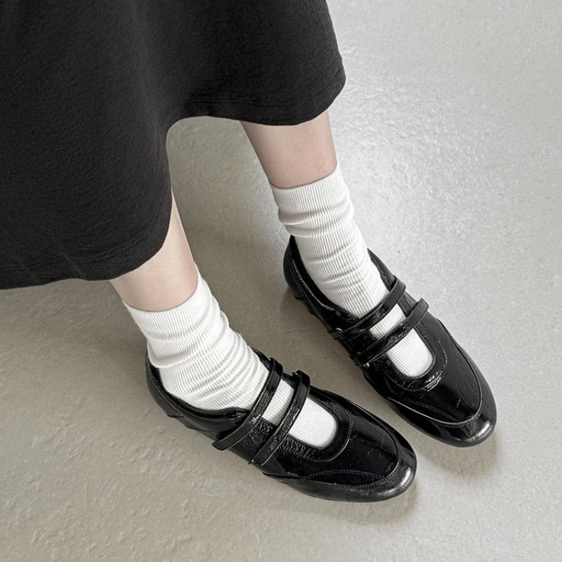 牛皮版~真皮魔术贴运动玛丽珍鞋百搭圆头休闲鞋女平底芭蕾德训鞋,淘宝优惠券,粉丝福利购,淘宝优惠卷