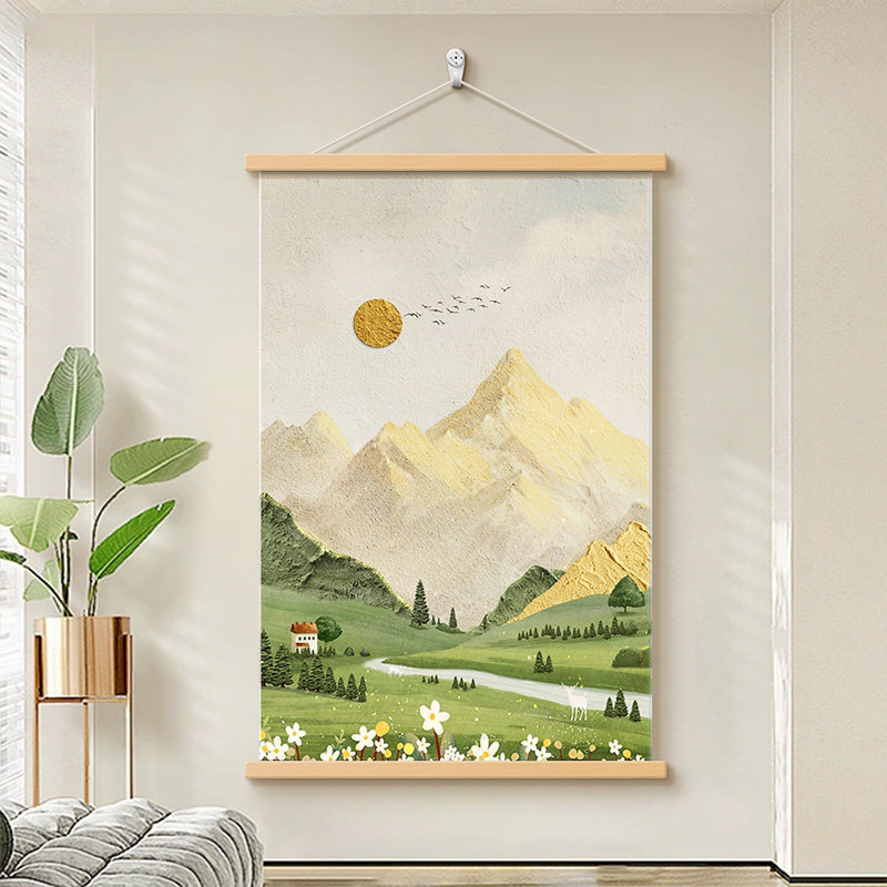 现代简约日照金山客厅装饰画山水风景挂画沙发背景墙高级玄关壁画,淘宝优惠券,粉丝福利购,淘宝优惠卷