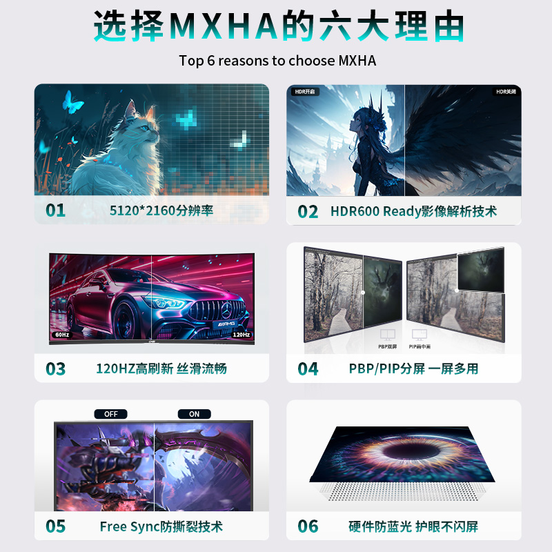 40寸显示器5K120hz带鱼屏Nano-IPS曲面大屏21:9游戏赛事炒股设计-图2