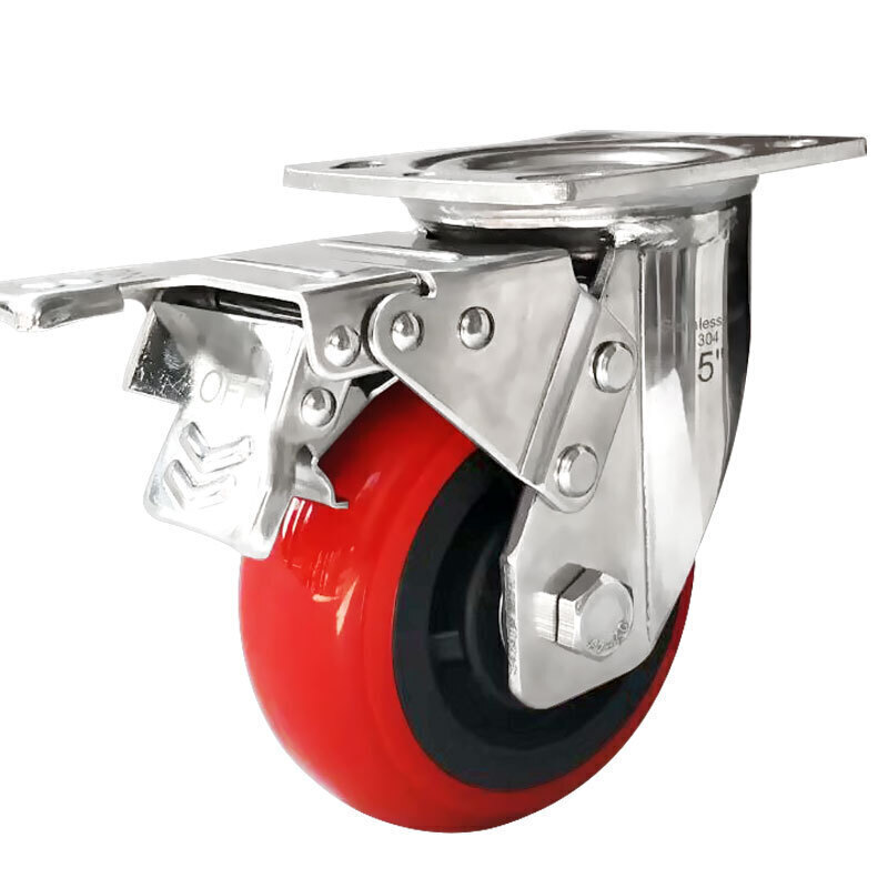 重型不锈钢脚轮韩式圆弧聚氨酯圆弧省力轮防水万向轮4寸5寸6寸8 - 图3