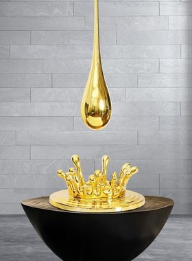 轻奢电镀吊顶水滴雕塑挂件售楼处酒F店商业中心吊饰水花饰品大摆