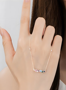 海丽珞思彩虹糖果银925锁骨链