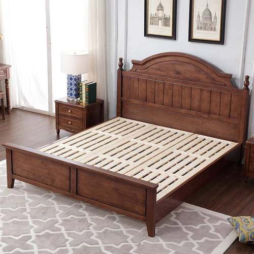 美式实木床1米2民宿小户型公寓1.8木床1.5米客房单人床1.35m - 图1