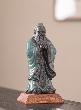 陶瓷孔子像摆件历史人物孔夫子雕塑像F客厅书房桌面装饰工艺品摆