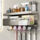 Toilet toothbrush holder brush cup storage rack without punching integrated wall-mounted multi-functional tissue hair dryer storage