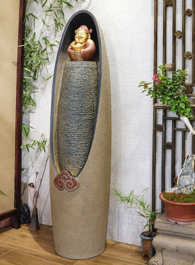 招财落地流水摆件新中式客厅电视柜旁循环水喷泉茶室店铺装饰水景