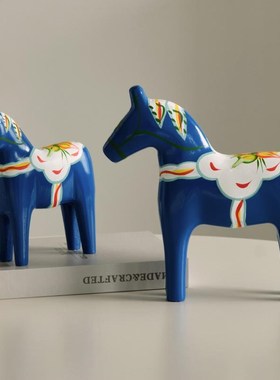 手绘红马摆件瑞典达拉木马红色木质对马家居客厅装饰小摆设工艺品