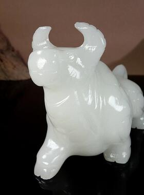 天然阿富汗白玉牛摆件开荒奋斗牛十二生肖聚财牛家居饰品创意礼品