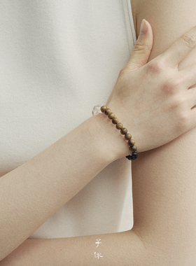 ZIXIU子休 皎月·手链/莺歌绿奇沉香 黑曜石 14k注金