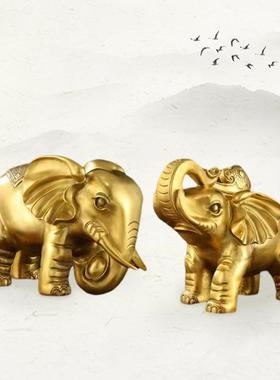 纯铜大象摆件一对家居客厅吉象金属吸水象工艺品铜摆件铜工艺品
