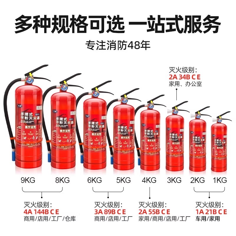 手提式干粉灭火器4公斤商铺用店用家用车用3/5/8/4kg消防器材工厂 - 图2