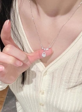 法国原创999纯银人鱼之泪女项链