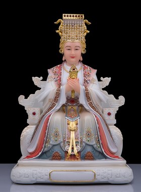 妈祖神像a汉白玉海神娘娘妈祖林默娘天后一帆风顺家用供奉摆件客