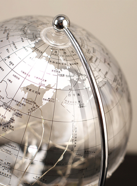 轻奢透明发光地球仪摆件创意高档客厅电视柜办公桌面书房装饰摆设