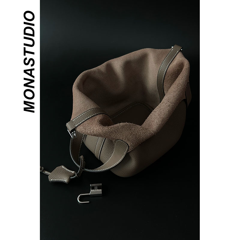 头层牛皮水桶包包2025新款百搭真皮菜篮子女包高级感手拎包手提包 - 图0