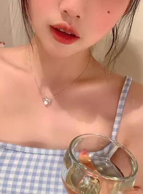 蝴蝶结高级感锁骨珍珠钛项链爆款