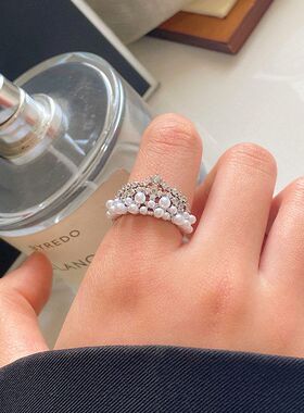 金戒指珍珠轻奢满天星法式女真