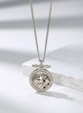 豹子项链镀真金7A锆石原创