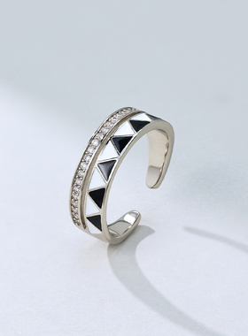 珐琅开口戒指女简约百搭